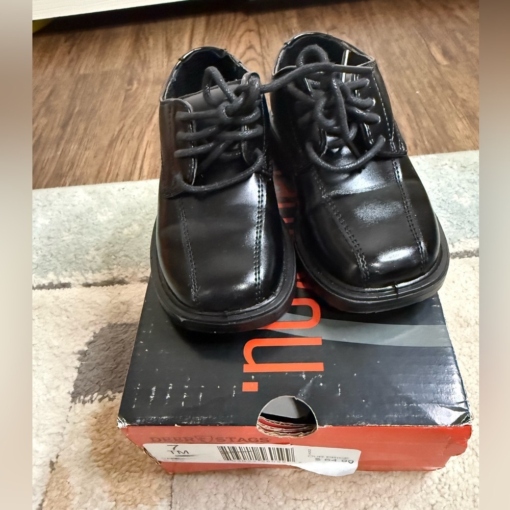 Deer Stags Gabe Boys Dress Shoes Black Size 7 Toddler Lace Up Formal